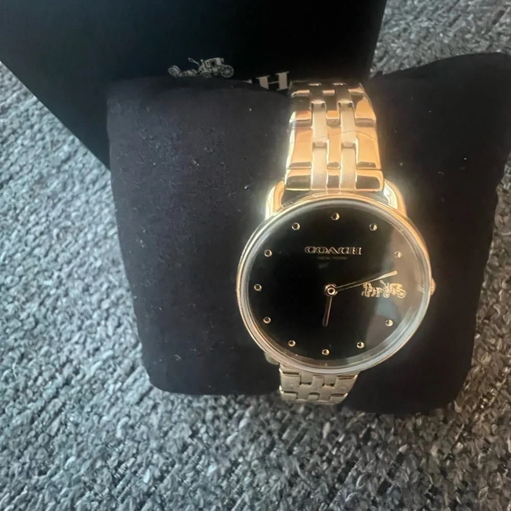 Coach Gold and Black Women's Bracelet Watch